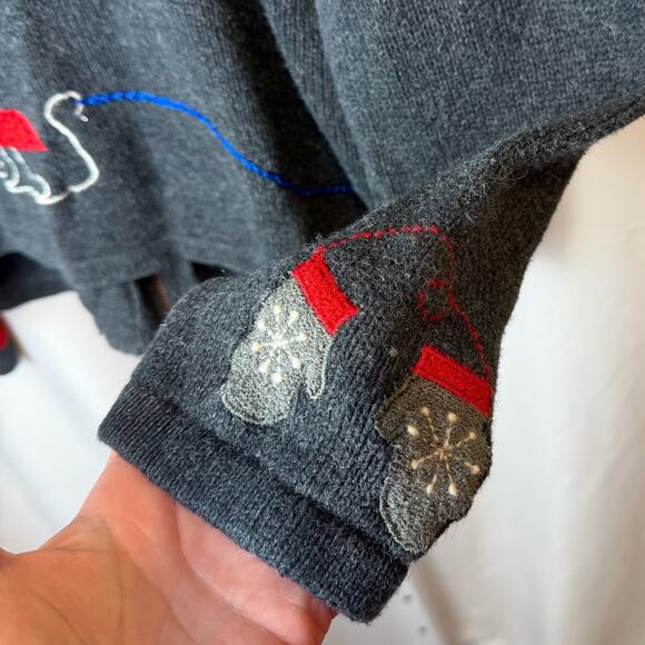 Crazy Horse Liz Claiborne Snowman Zip Cardigan Sweater Women’s L Xmas Winter - Picture 4 of 5